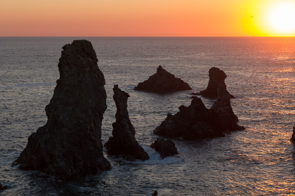 Coucher de soleil sur les Aiguilles de Port Coton