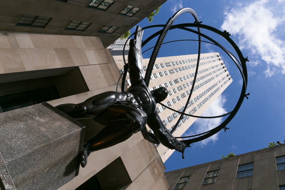 Atlas in front of International Building